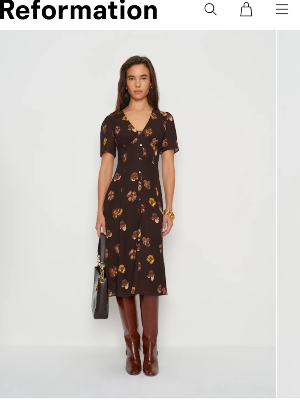 Reformation Lise Dress - Chocolat - size 6